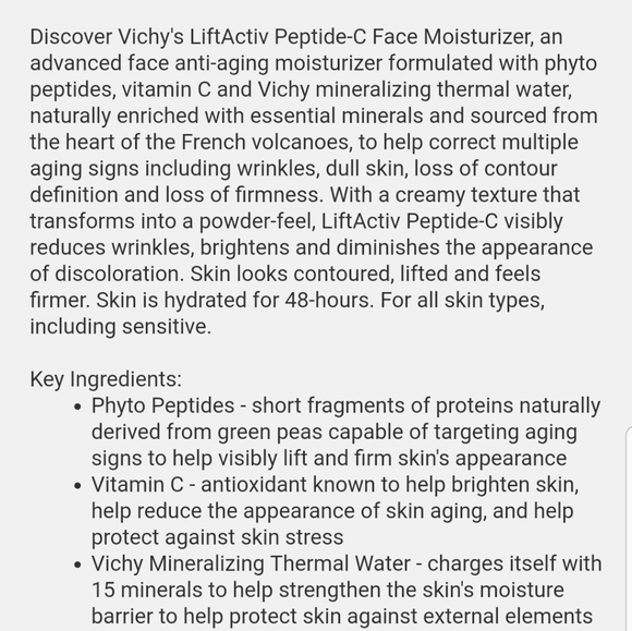 MINI VICHY LABORATOIRES LIFTACTIV PEPTIDE-C ANTI-AGING 48-HOUR MOISTURIZER. - Picture 3 of 6